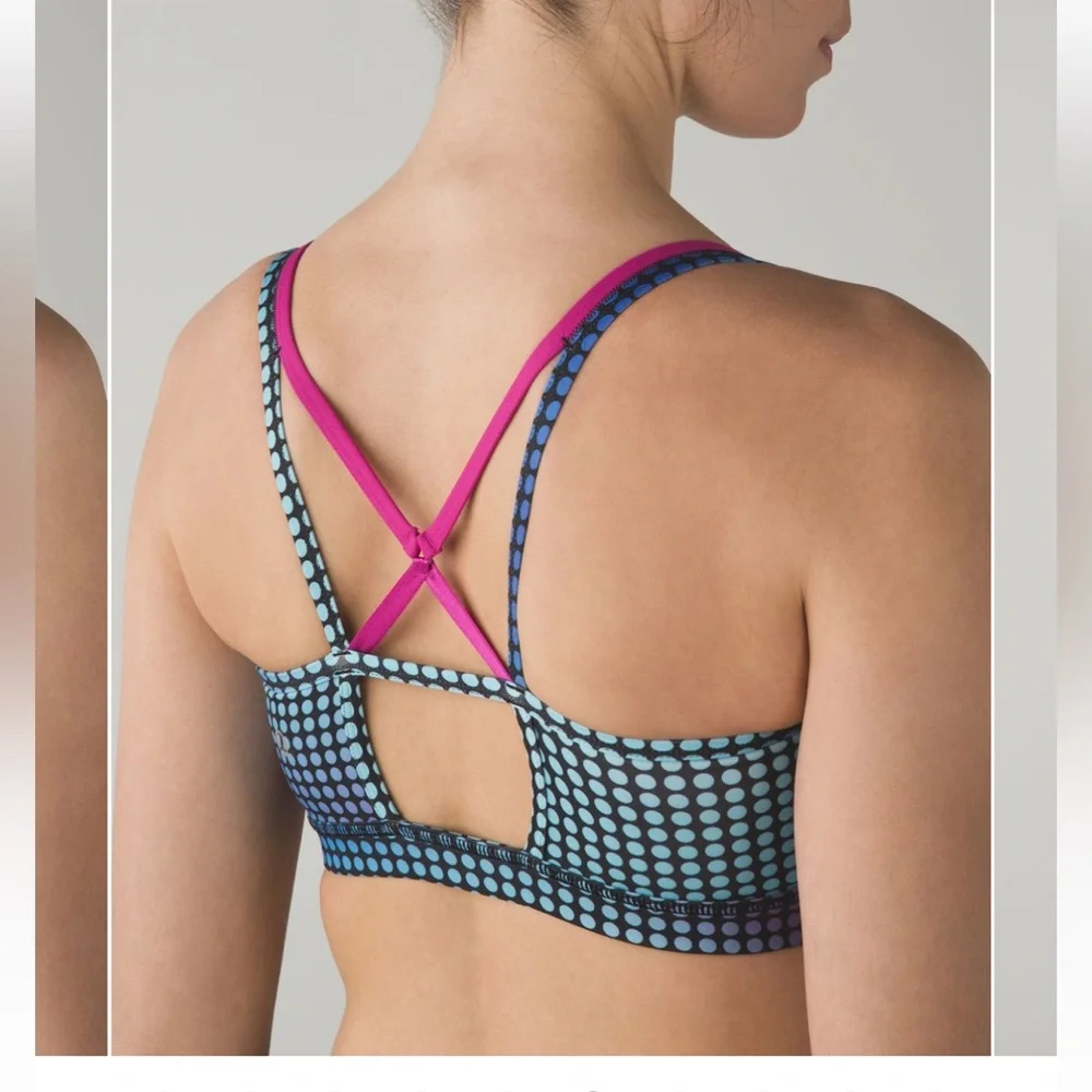 EUC- Lululemon Sweaty‎ Endeavor Cosmic Dot White Multi Bra